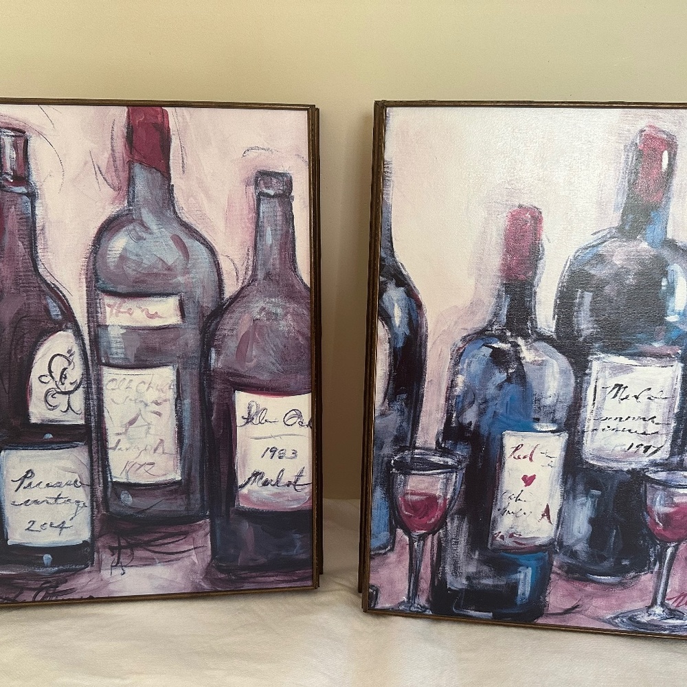 Two.Beautiful Wine Bottle Framed Art
